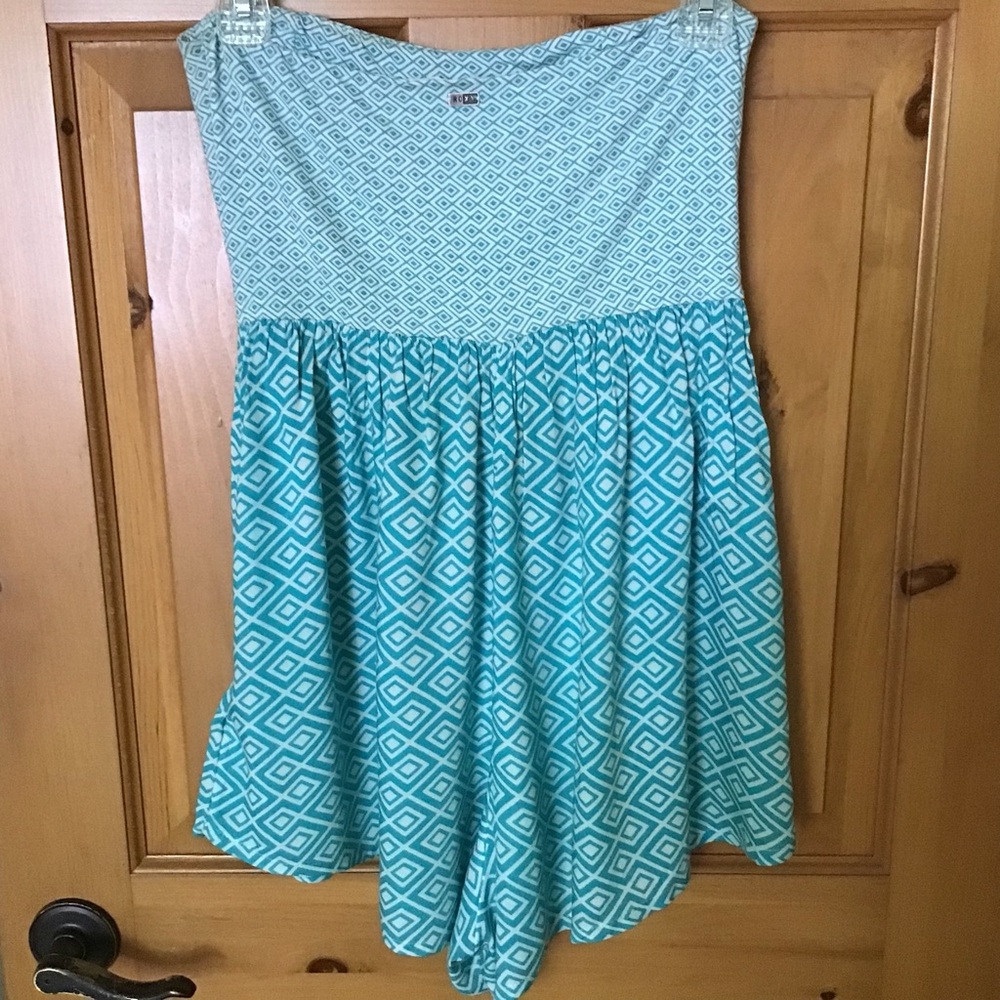 Roxy Teal Strapless Romper - Picture 2 of 8